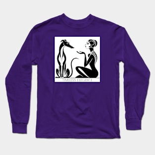 Greyhound, Galgo, Sighthound Art Deco Lady Long Sleeve T-Shirt